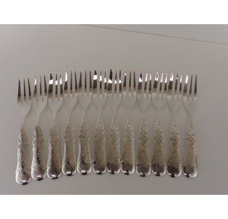 12 zilveren gebaksvorkjes