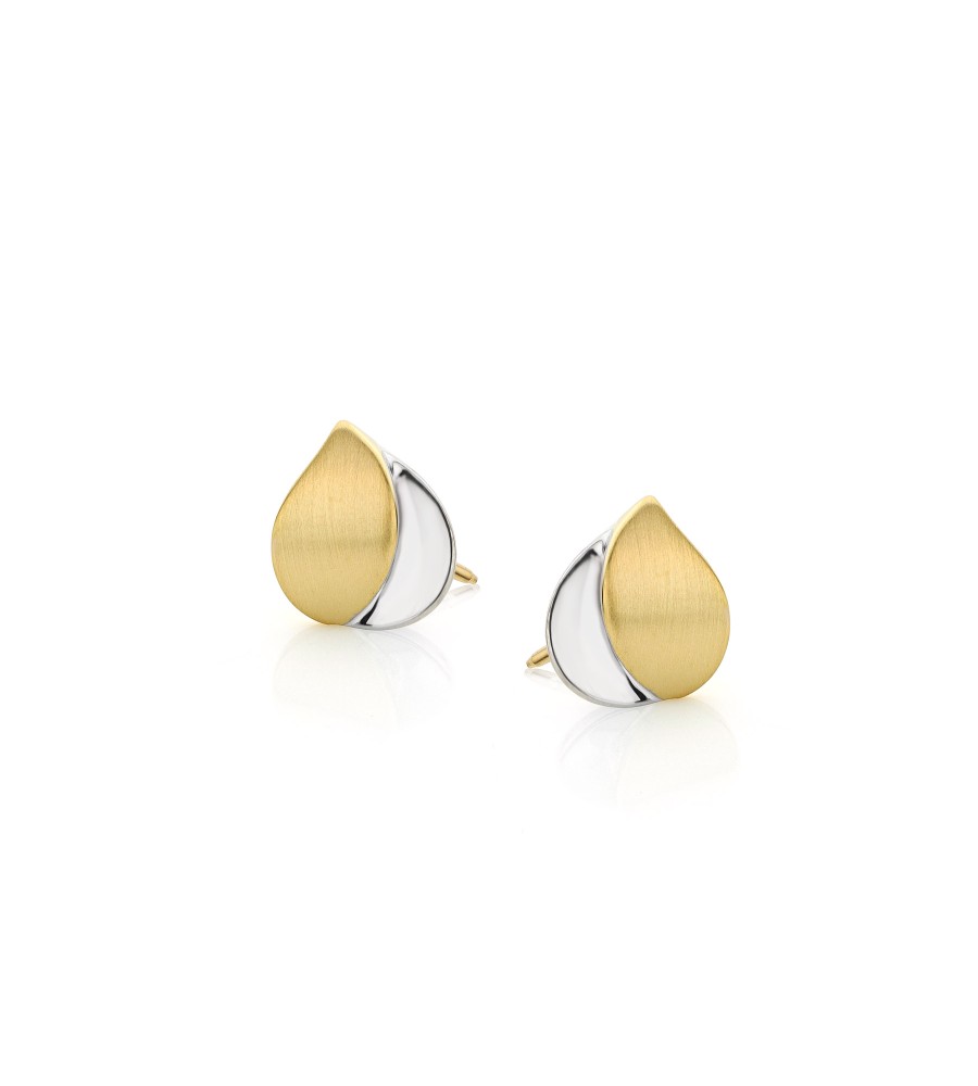 Gouden oorknoppen bicolor mat / poly
