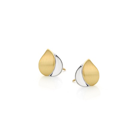Gouden oorknoppen bicolor mat / poly