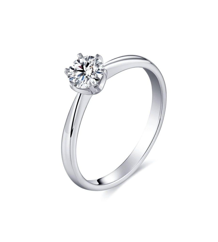 Platina damesring solitair met lab grown diamant