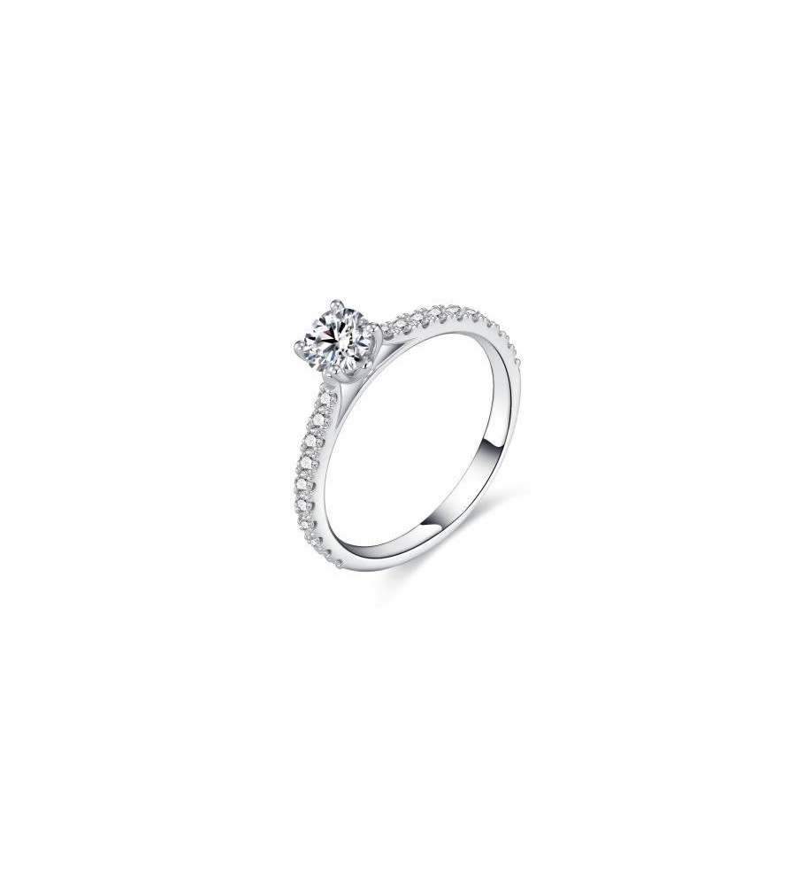 Platina damesring solitair met lab grown diamanten