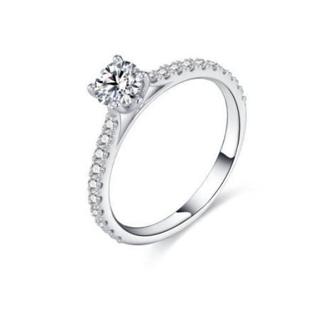 Platina damesring solitair met lab grown diamant NPLR005