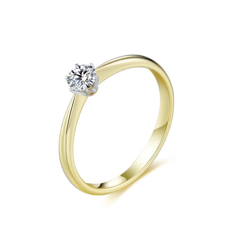 Gouden damesring solitair met lab grown diamant