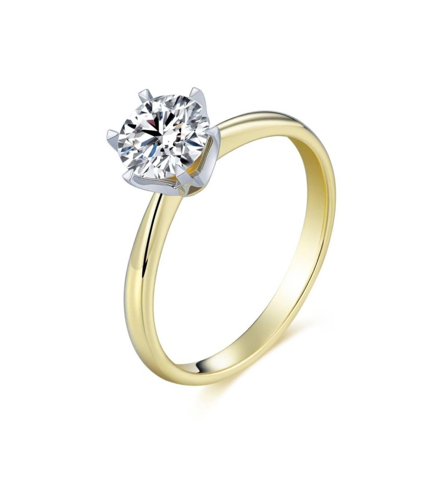 Gouden damesring solitair met lab grown diamant