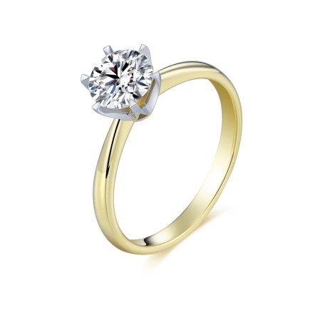 Gouden  damesring solitair met lab grown diamant VBLR003