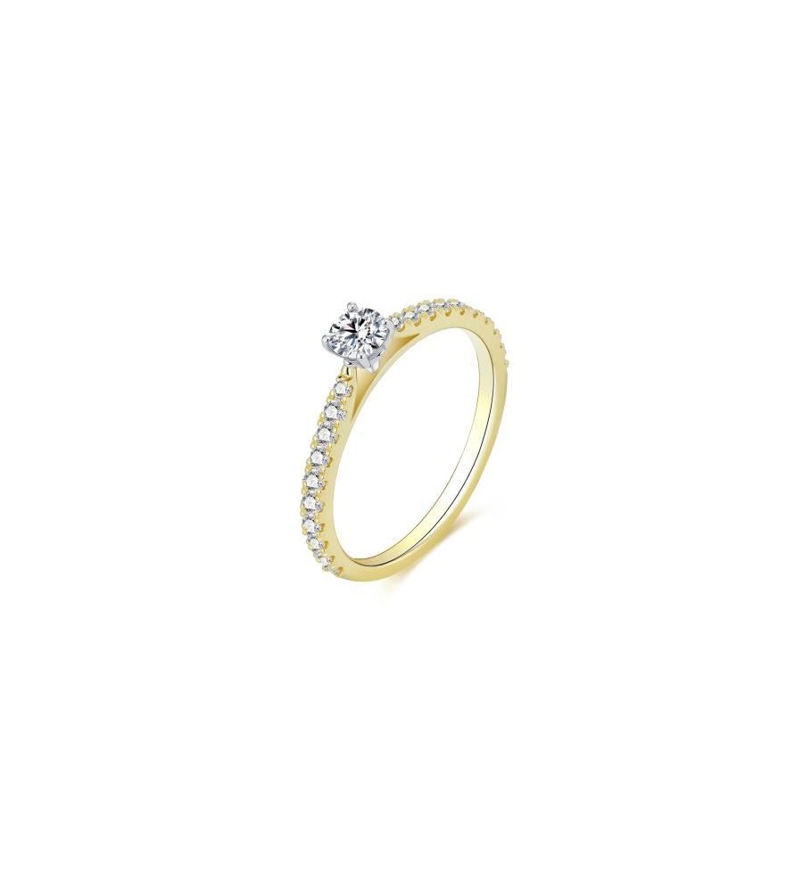 Gouden damesring solitair met lab grown diamant