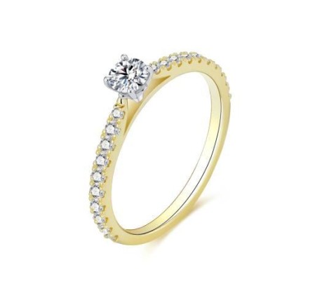 Gouden  damesring solitair met lab grown diamant VBLR004