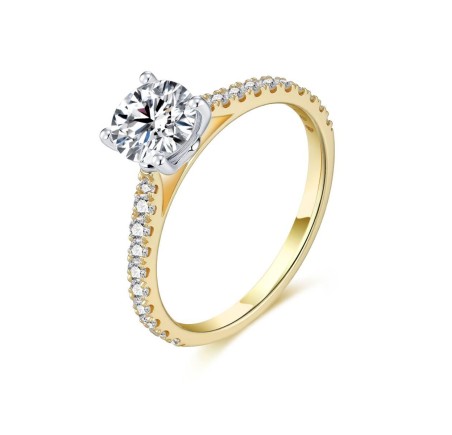 Gouden  damesring solitair met lab grown diamant VBLR006