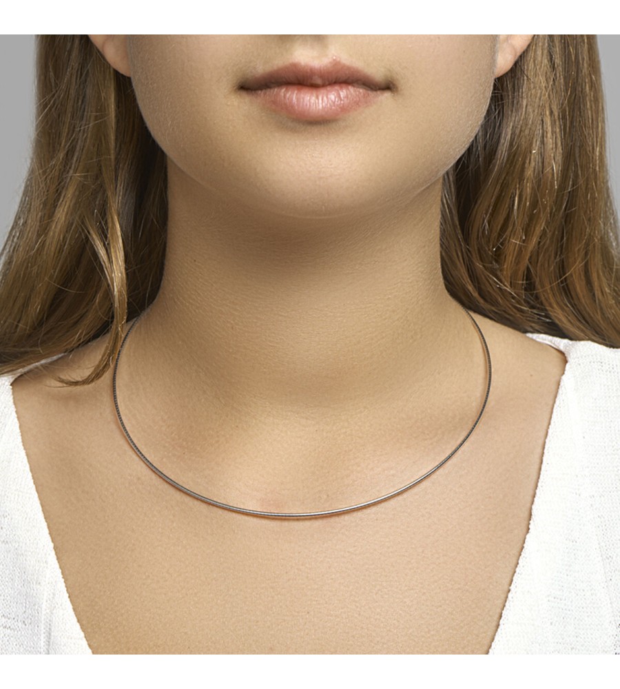 Zilveren collier omega rond