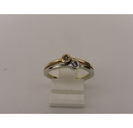 Gouden bi-color damesring met briljant