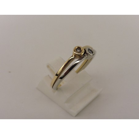 Gouden bi-color damesring met briljant