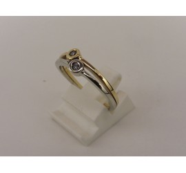Gouden bi-color damesring met briljant