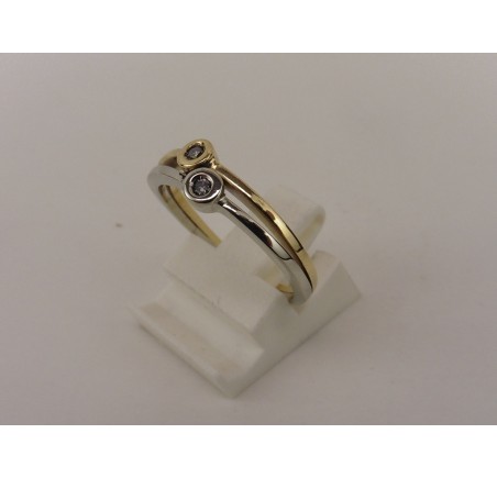 Gouden bi-color damesring met briljant