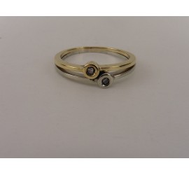 Gouden bi-color damesring met briljant