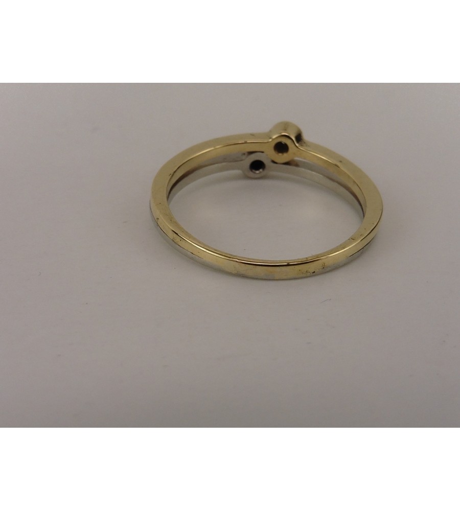 Gouden bi-color damesring met briljant