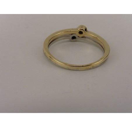 Gouden bi-color damesring met briljant