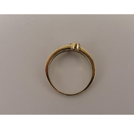 Gouden bi-color damesring met briljant