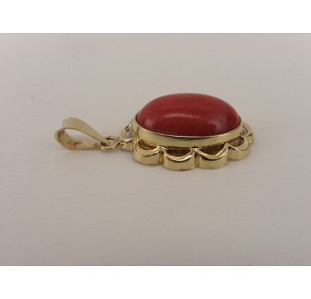 Gouden hanger met bloedkoraal