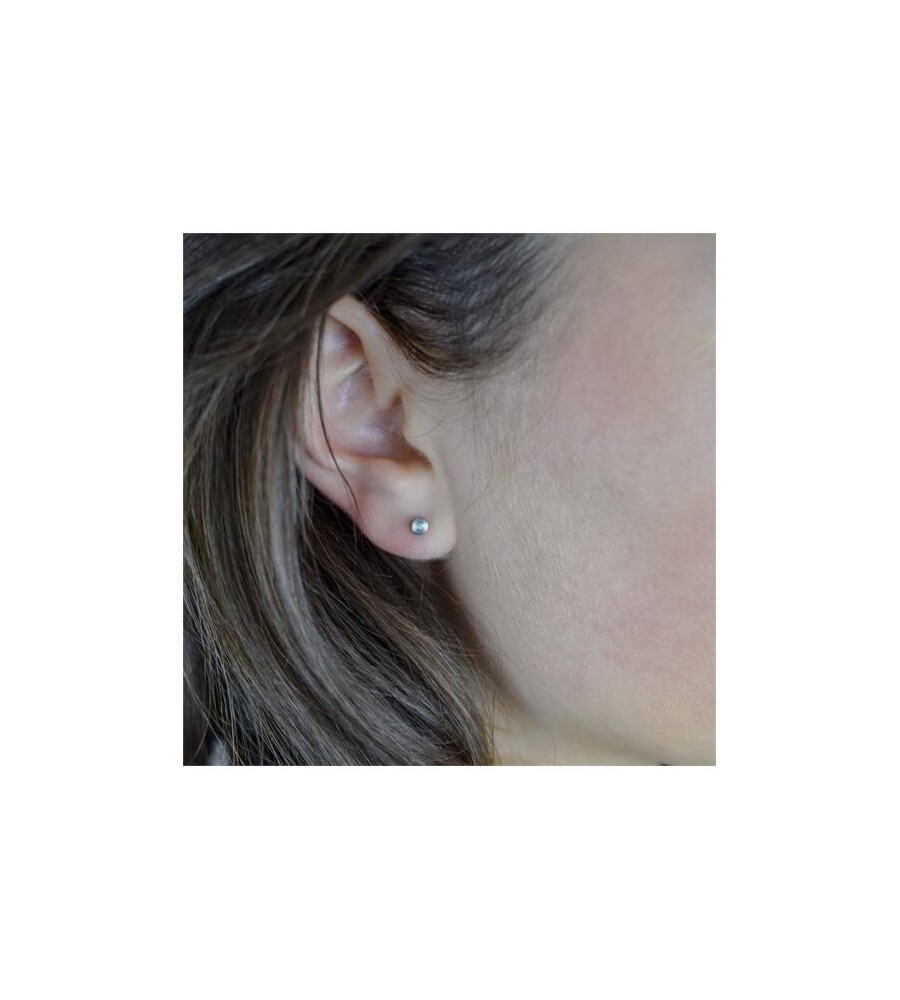 Boccia titanium oorknoppen met diamant