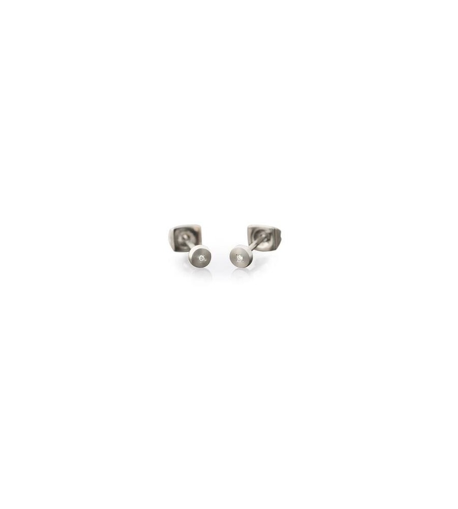 Boccia titanium oorknoppen met diamant
