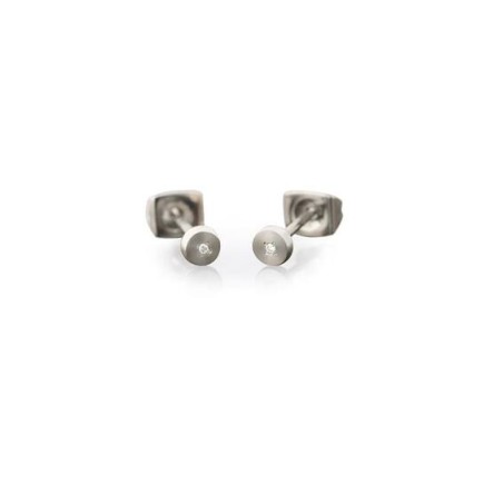 Boccia titanium oorknoppen met diamant 0537-01