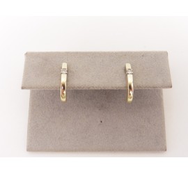 Gouden Diamonde half creolen met briljant