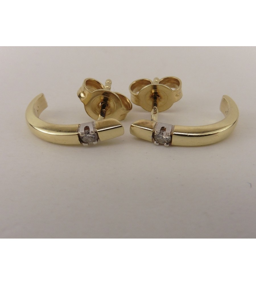 Gouden Diamonde half creolen met briljant