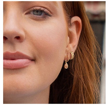 Jackie gouden creolen met rook kwarts hanger Amstel Smoky Quartz Hoops JKE25.561