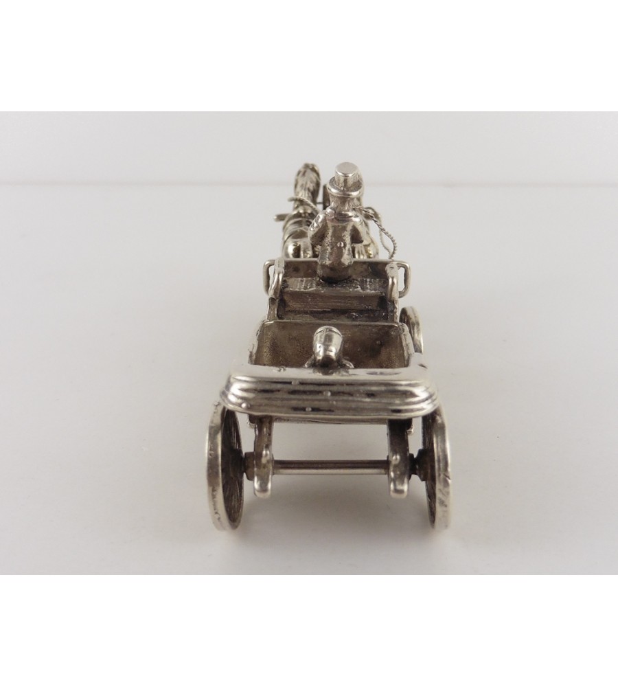 Zilveren miniatuur Koets met 2 paarden Zilveren miniatuur Koets met 2 paarden