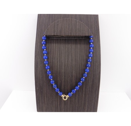 Lapis Lazuli collier met gouden slot en bolletjes