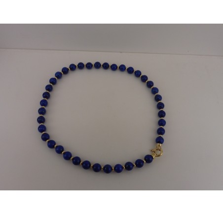 Lapis Lazuli collier met gouden slot en bolletjes