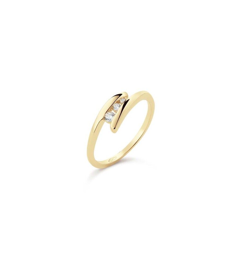 Gouden fantasie ring met zirkonia