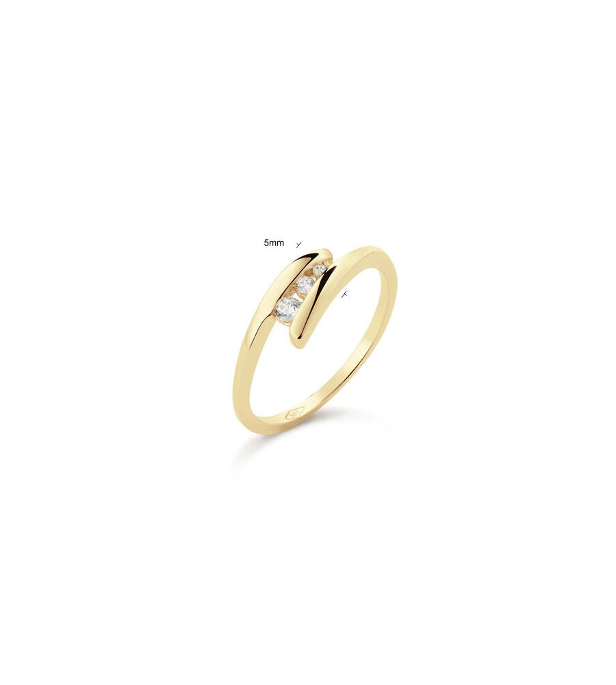 Gouden fantasie ring met zirkonia