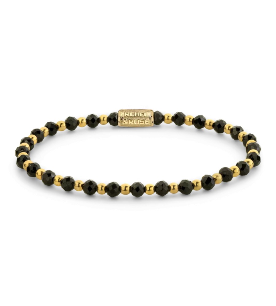 Rebel & Rose armband Black Glam Rocks Yellowgold