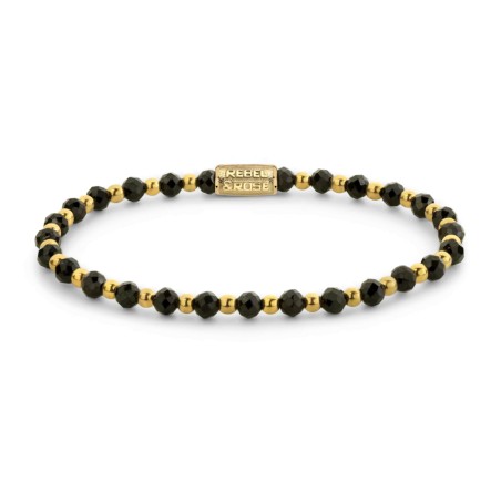 Rebel & Rose armband Black Glam Rocks Yellowgold RR-40175-G