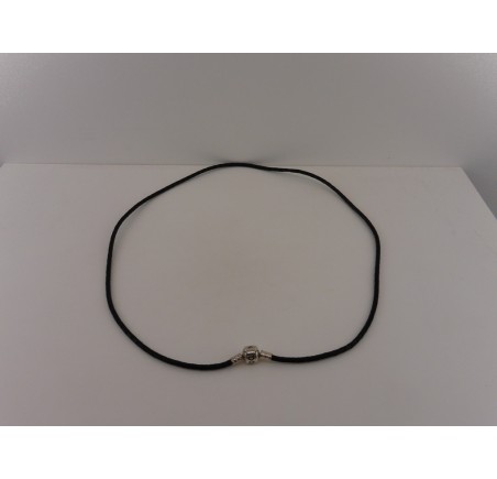 Leren Pandora collier met zilveren slot