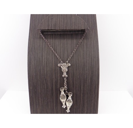 Zilveren jasseron collier met breipendoppen
