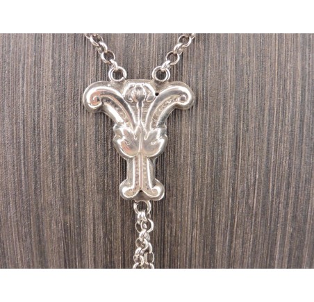 Zilveren jasseron collier met breipendoppen