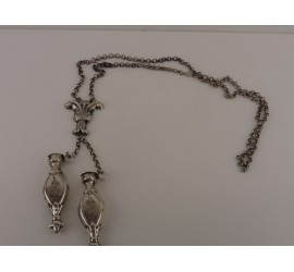 Zilveren jasseron collier met breipendoppen
