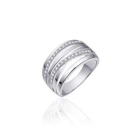 Zilveren damesring met zirkonia R055
