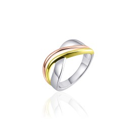 Zilveren damesring fantasie tricolor R074T