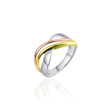 Zilveren damesring fantasie tricolor R074T