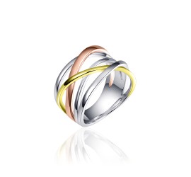 Zilveren damesring tricolor R083