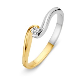 Gouden damesring bicolor met zirkonia RB426584