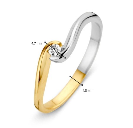 Gouden damesring bicolor met zirkonia RB426584