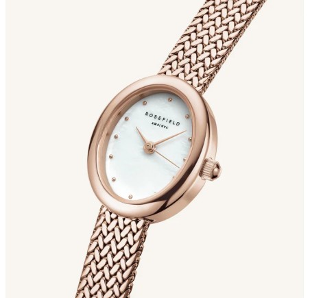 Rosefield dameshorloge Mini Oval White Dial Rose Gold MWRMR-M07