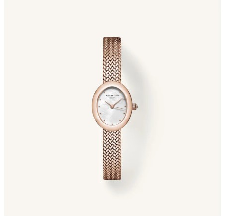 Rosefield dameshorloge Mini Oval White Dial Rose Gold MWRMR-M07