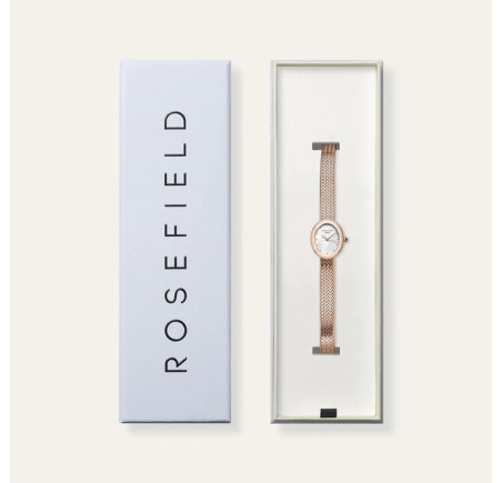 Rosefield dameshorloge Mini Oval White Dial Rose Gold MWRMR-M07
