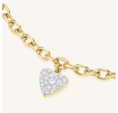 Rosefield staal vergulde armband met bedel  Chunky Heart Bracelet Gold JBCHG-J1279