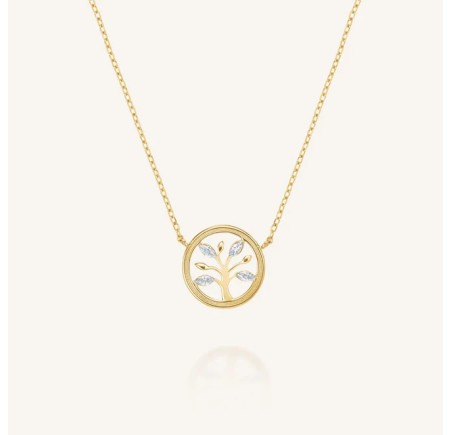 Rosefield staal vergulde collier met bedel  Tree of Life Necklace Gold JNLNG-J1319
